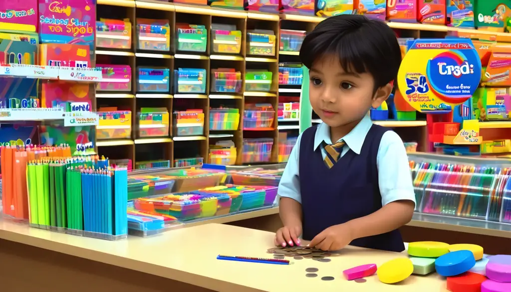 a-curious-child-stands-at-a-stationary-shop-for pen eraser
